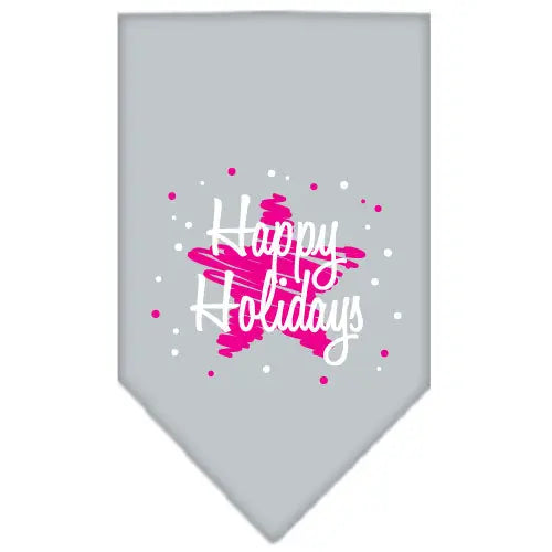 Scribble Happy Holidays Screen Print Bandana Grey Large Default Title