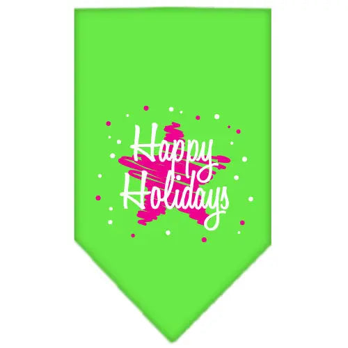 Scribble Happy Holidays Screen Print Bandana Lime Green Large Default Title