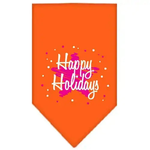 Scribble-Happy-Holidays-Screen-Print-Bandana-Orange-Small-GreatEagleInc-333813155