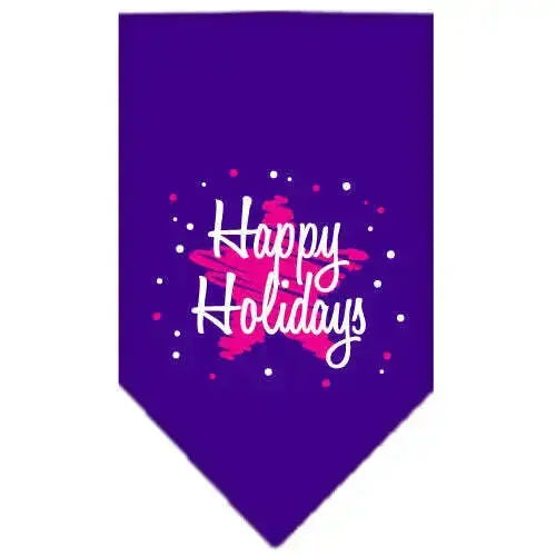 Scribble-Happy-Holidays-Screen-Print-Bandana-Purple-Large-GreatEagleInc-333813591