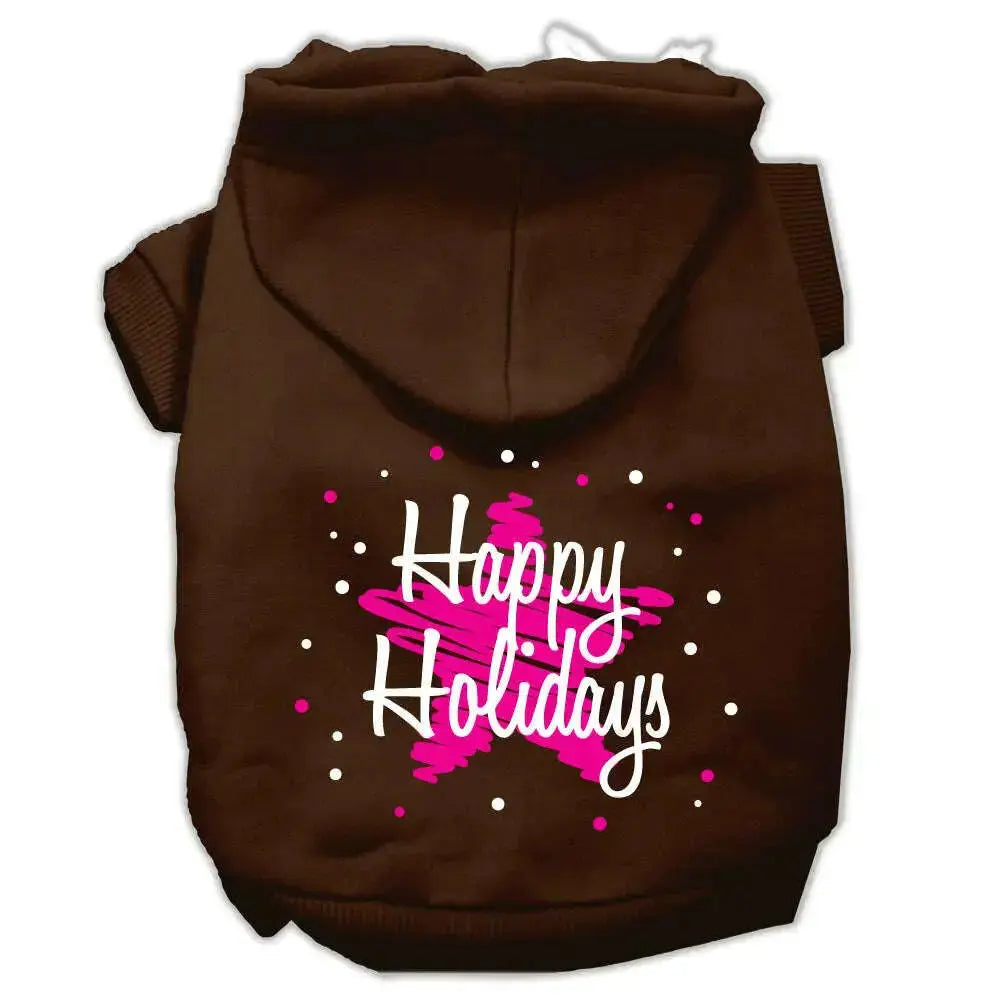 Scribble-Happy-Holidays-Screenprint-Pet-Hoodies-Brown-Size-M-GreatEagleInc-333965764