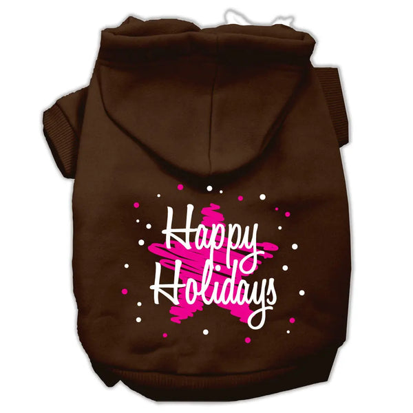 Scribble Happy Holidays Screenprint Pet Hoodies Brown Size M Default Title