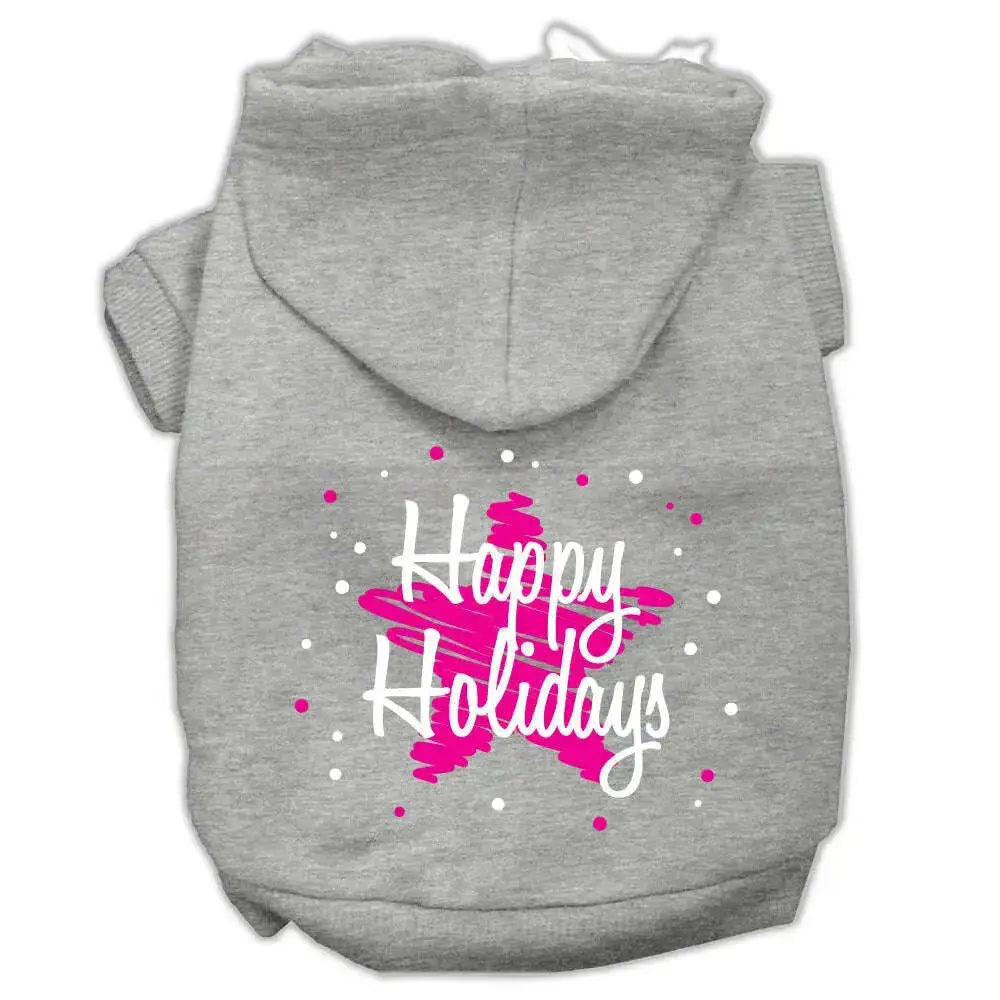 Scribble-Happy-Holidays-Screenprint-Pet-Hoodies-Grey-Size-M-GreatEagleInc-333965627