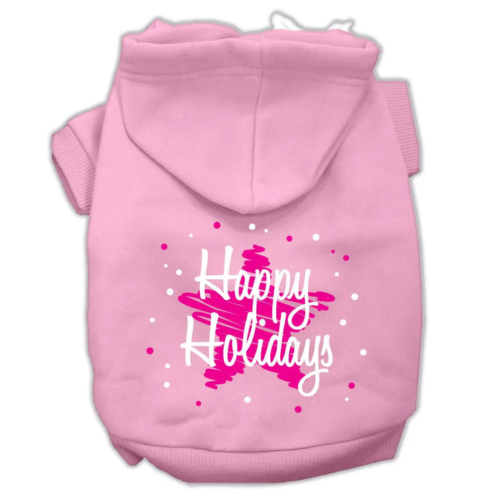 Scribble Happy Holidays Screenprint Pet Hoodies Light Pink Size Xxxl Default Title