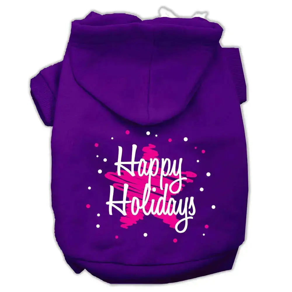 Scribble-Happy-Holidays-Screenprint-Pet-Hoodies-Purple-Size-L-GreatEagleInc-333965882