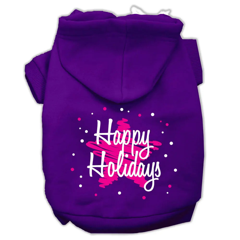 Scribble Happy Holidays Screenprint Pet Hoodies Purple Size Xxl Default Title