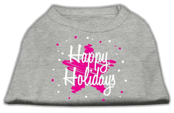Scribble-Happy-Holidays-Screenprint-Shirts-Grey-L-GreatEagleInc-318572124