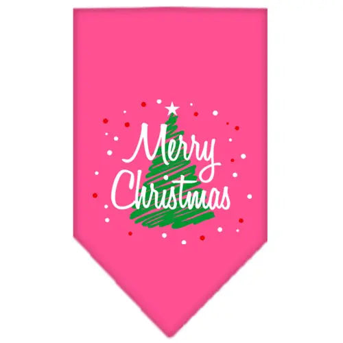 Scribble Merry Christmas Screen Print Bandana Bright Pink Small Default Title