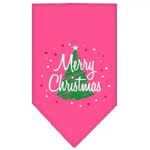 Scribble-Merry-Christmas-Screen-Print-Bandana-Bright-Pink-Small-GreatEagleInc-319817518