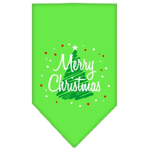 Scribble Merry Christmas Screen Print Bandana Lime Green Small Default Title