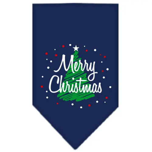 Scribble Merry Christmas Screen Print Bandana Navy Blue Small Default Title