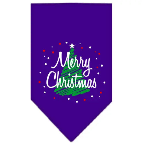 Scribble Merry Christmas Screen Print Bandana Purple Small Default Title