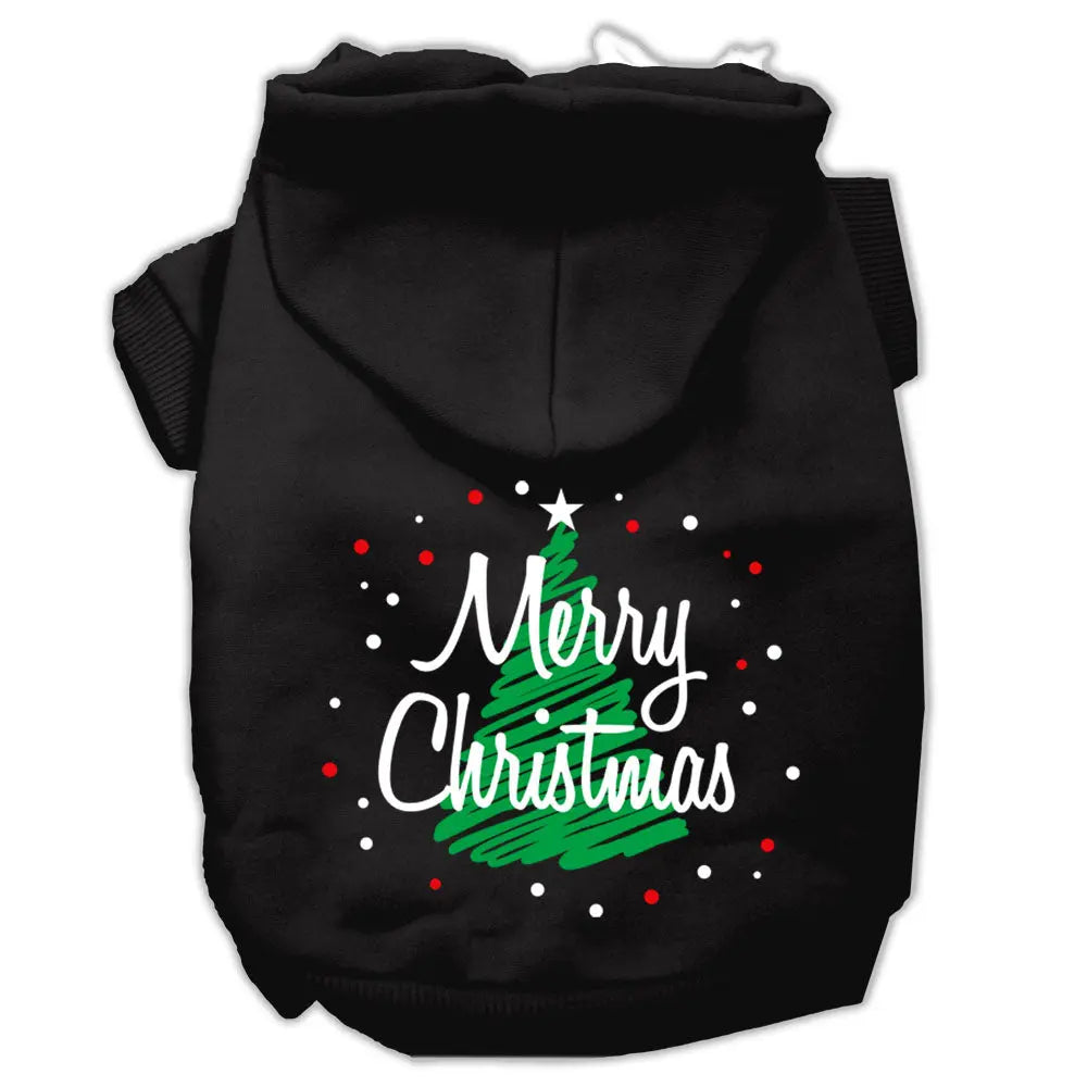 Scribbled Merry Christmas Screenprint Pet Hoodies Black Size S Default Title