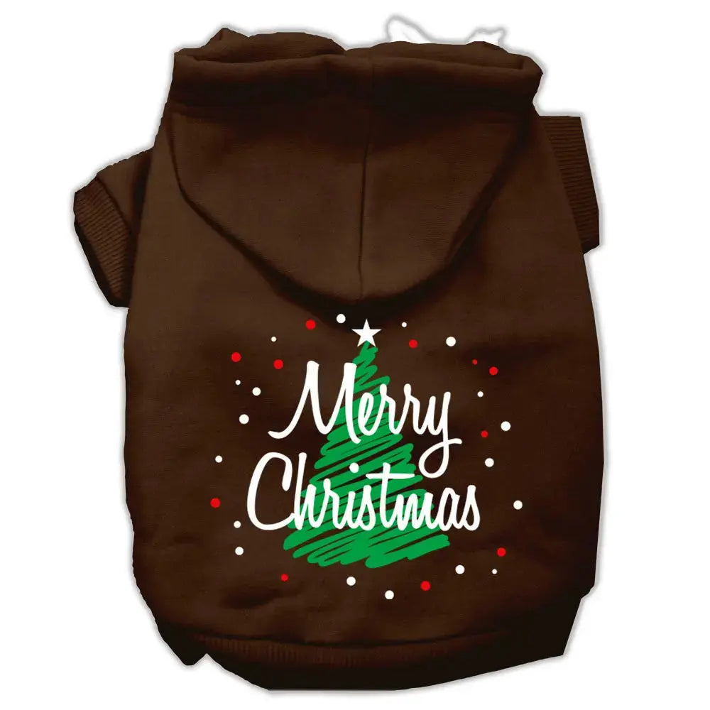 Scribbled Merry Christmas Screenprint Pet Hoodies Brown Size Xs Default Title