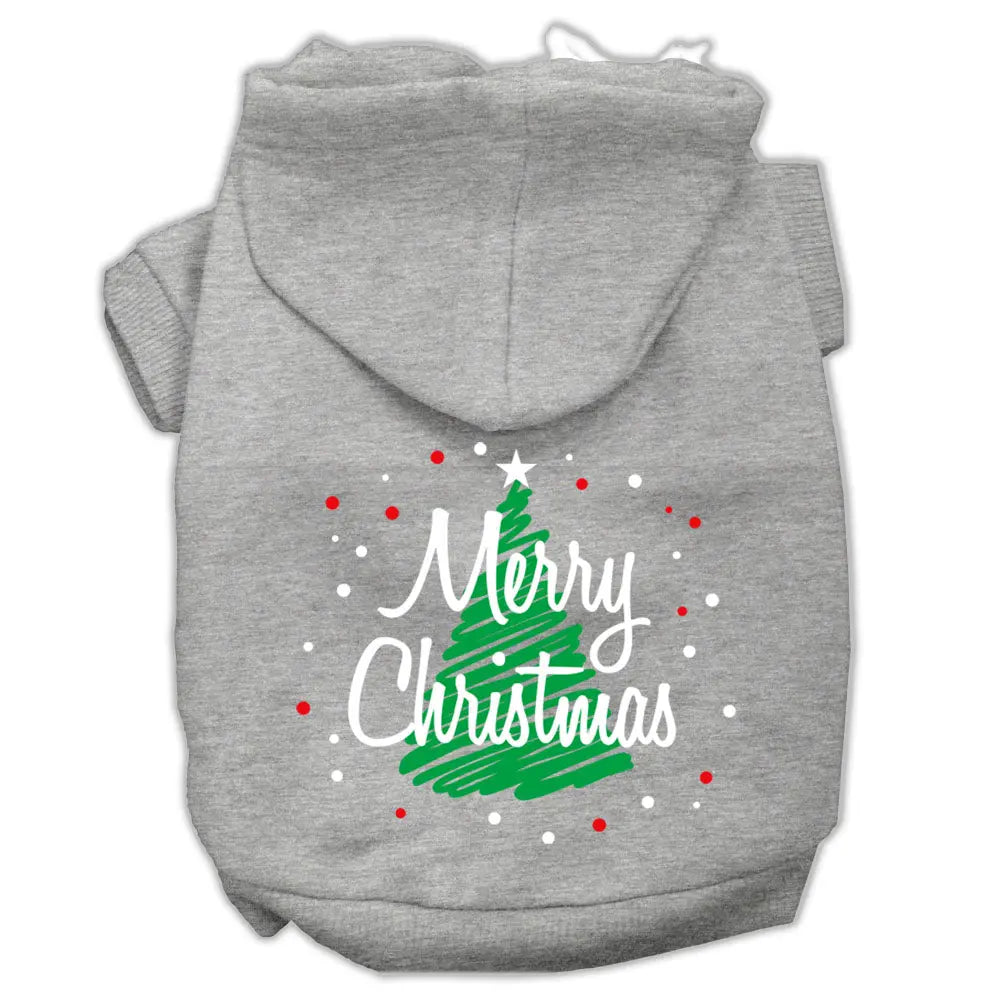Scribbled Merry Christmas Screenprint Pet Hoodies Grey Size Xs GreatEagleInc