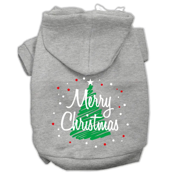 Scribbled Merry Christmas Screenprint Pet Hoodies Grey Size Xxxl Default Title