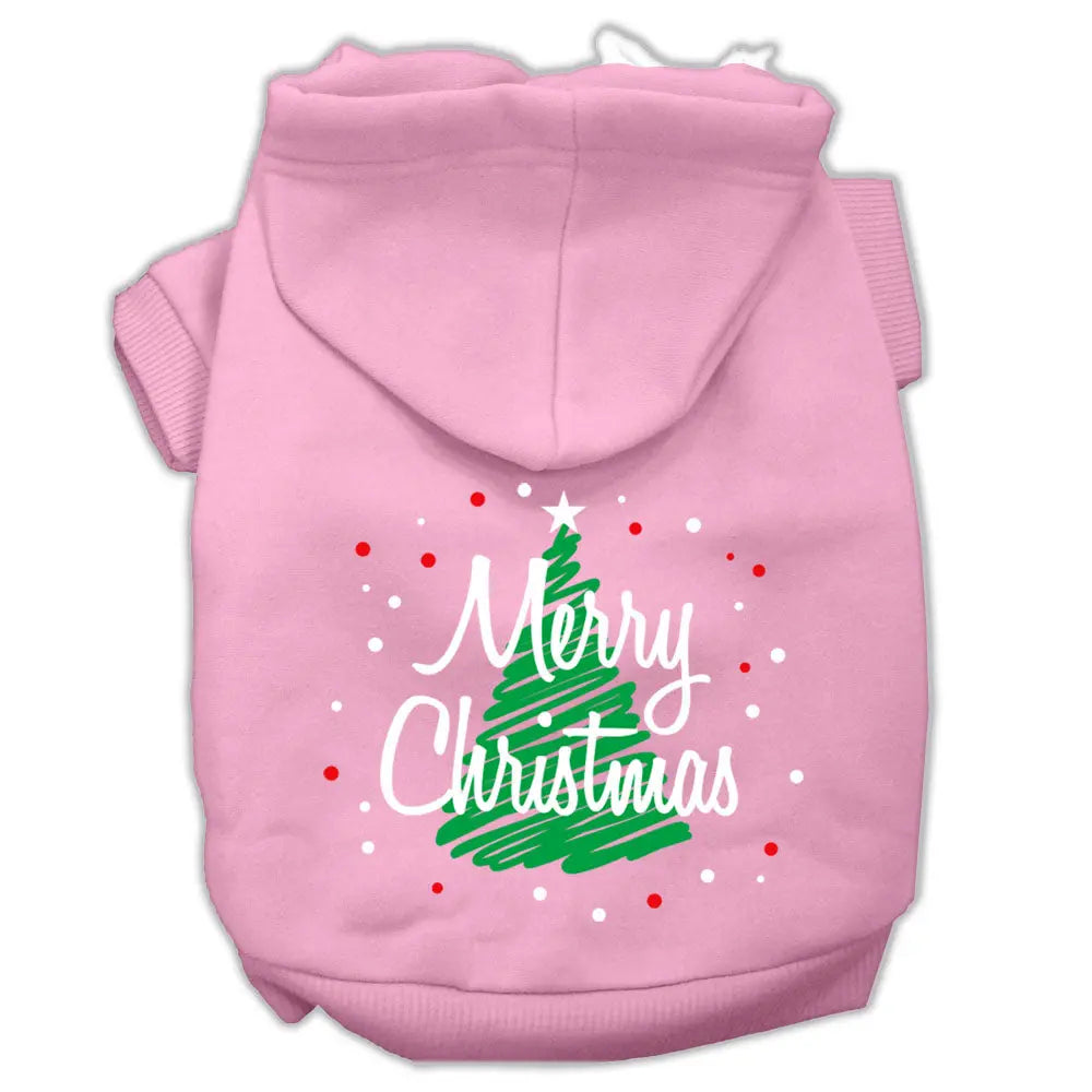 Scribbled Merry Christmas Screenprint Pet Hoodies Light Pink Size L Default Title