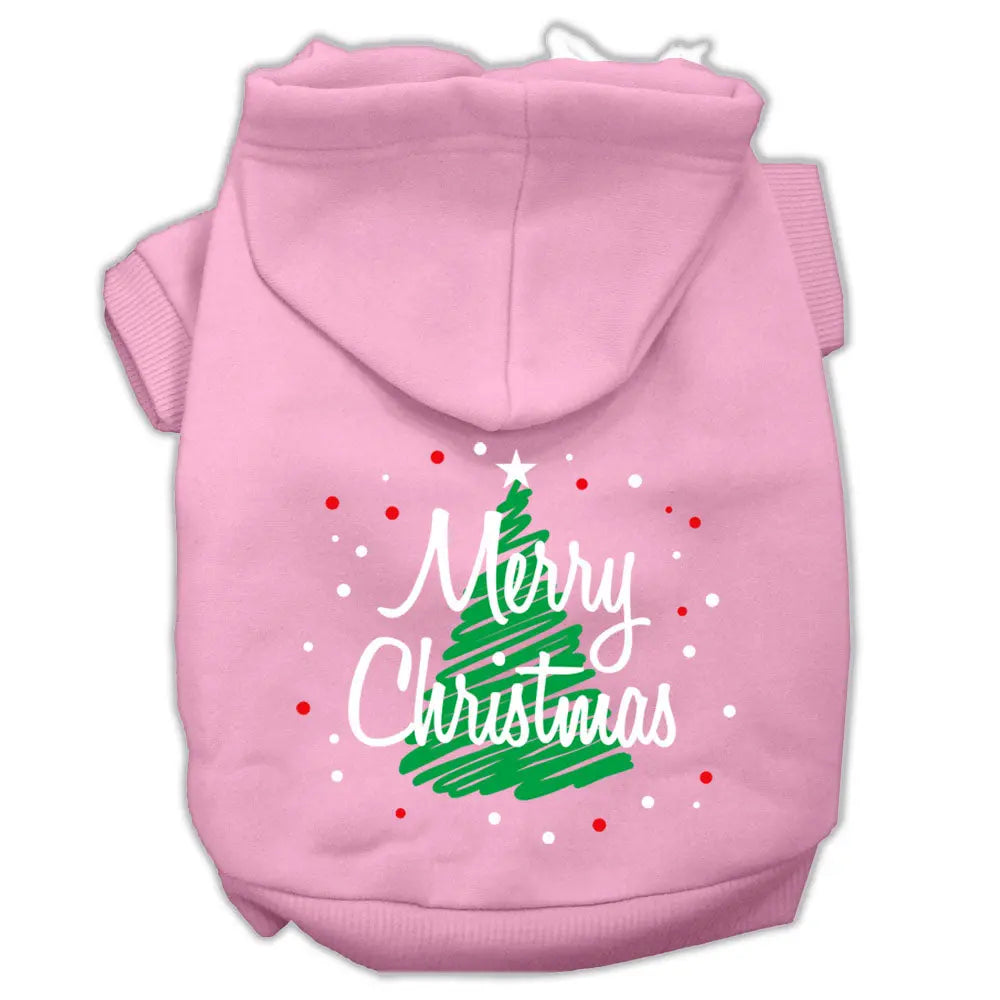 Scribbled Merry Christmas Screenprint Pet Hoodies Light Pink Size Xs GreatEagleInc