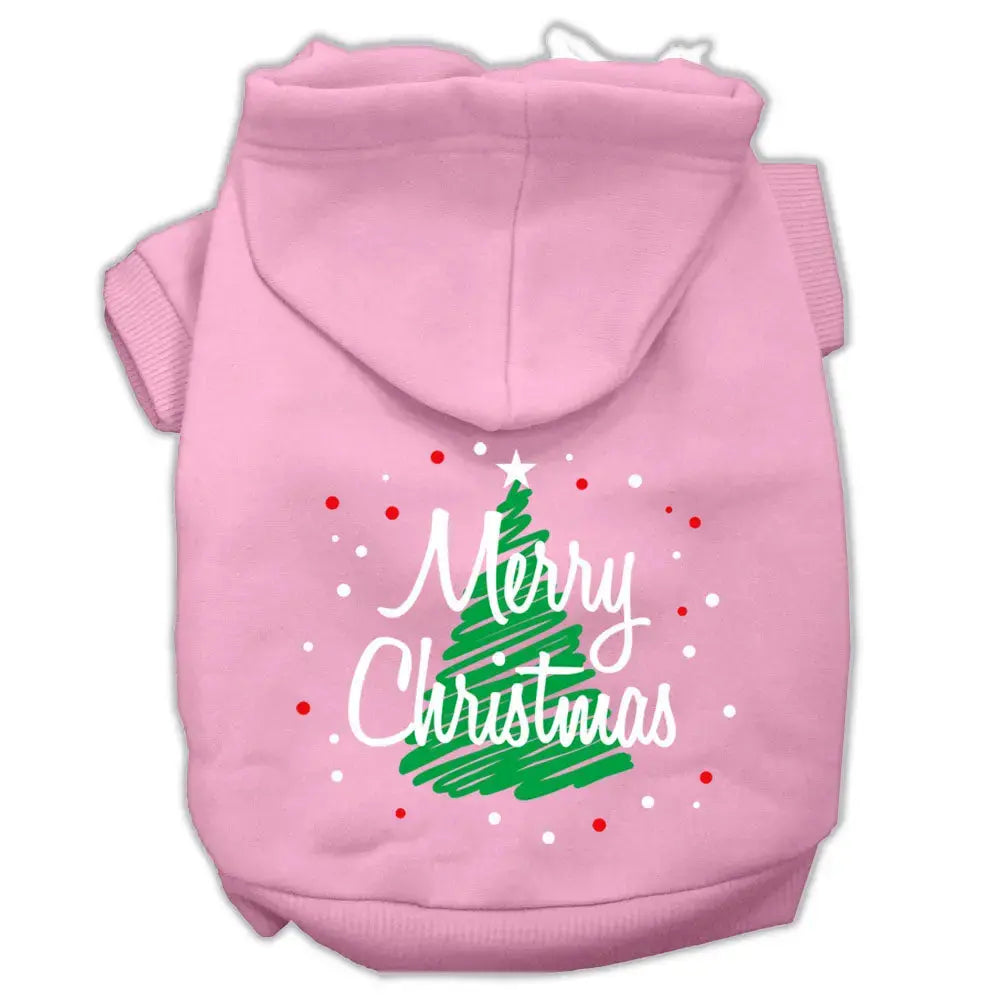 Scribbled Merry Christmas Screenprint Pet Hoodies Light Pink Size Xs Default Title