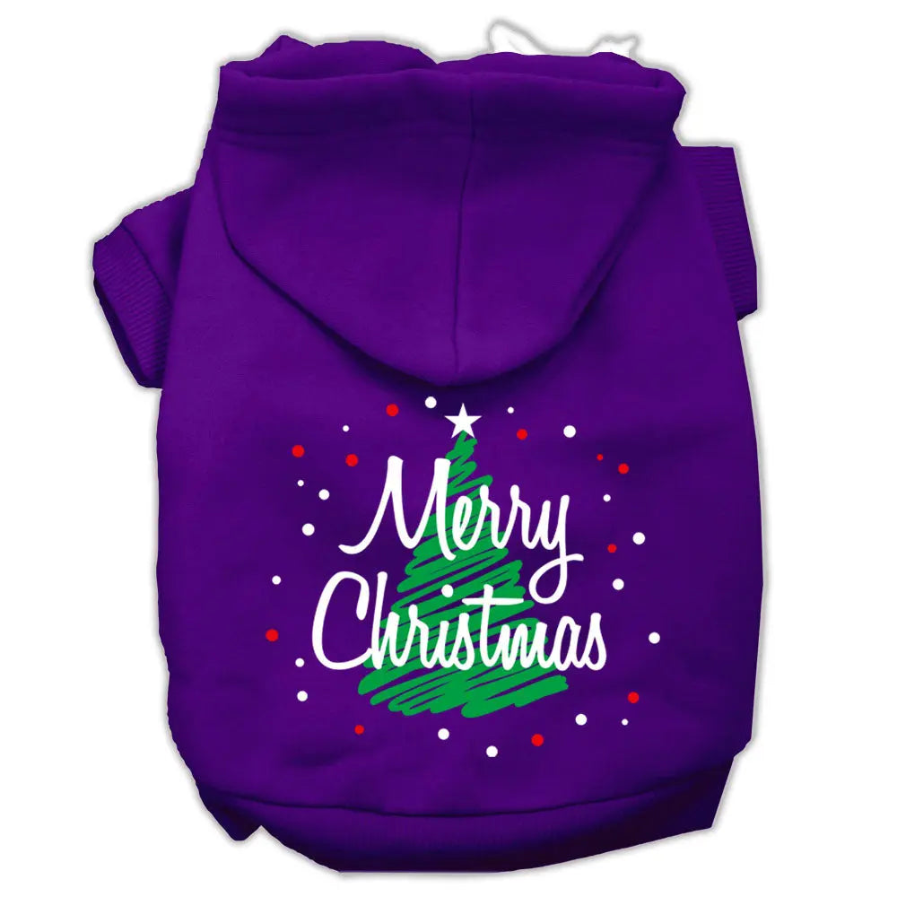Scribbled Merry Christmas Screenprint Pet Hoodies Purple Size Xs GreatEagleInc