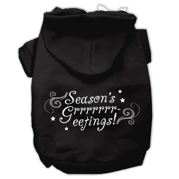 Seasons-Greetings-Screen-Print-Pet-Hoodies-Black-Size-L-GreatEagleInc-320182746