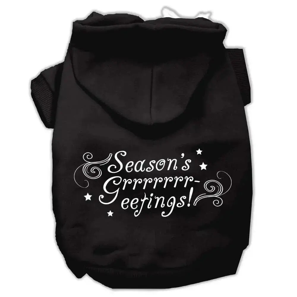 Seasons-Greetings-Screen-Print-Pet-Hoodies-Black-Size-M-GreatEagleInc-318629066