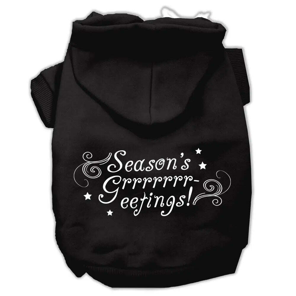 Seasons-Greetings-Screen-Print-Pet-Hoodies-Black-Size-M-GreatEagleInc-318629047