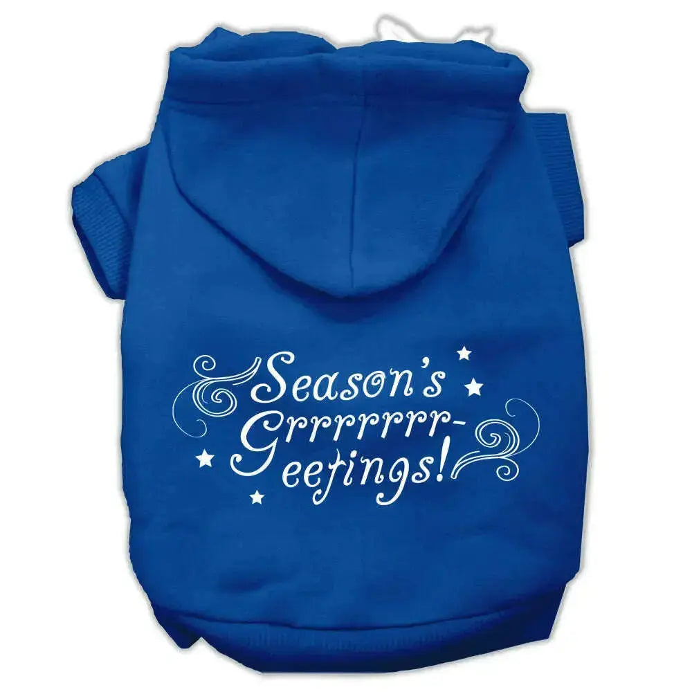 Seasons-Greetings-Screen-Print-Pet-Hoodies-Blue-Size-S-GreatEagleInc-318710549