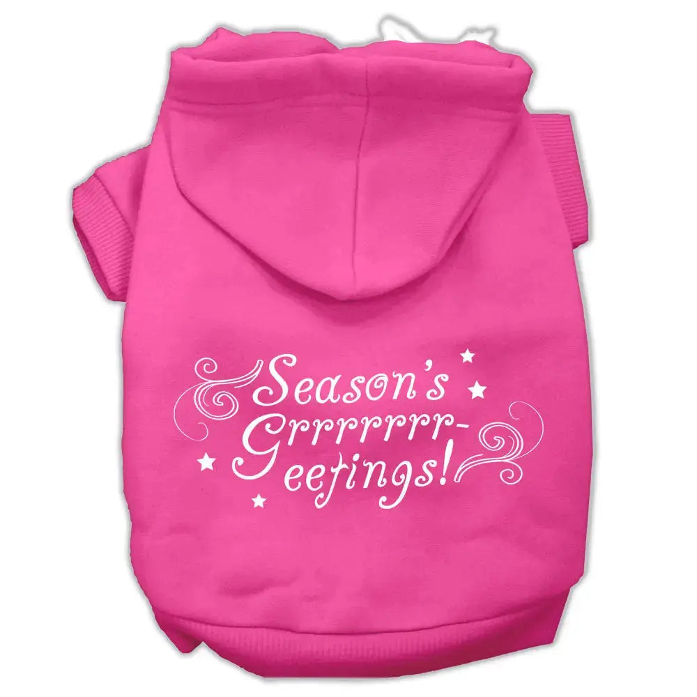 Seasons Greetings Screen Print Pet Hoodies Bright Pink Size M Default Title