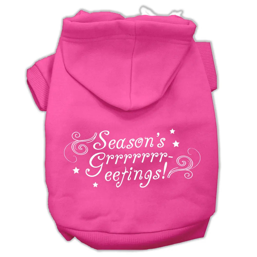 Seasons Greetings Screen Print Pet Hoodies Bright Pink Size Xxl Default Title