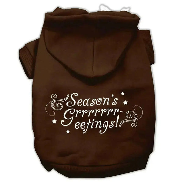 Seasons-Greetings-Screen-Print-Pet-Hoodies-Brown-Size-L-GreatEagleInc-320182564