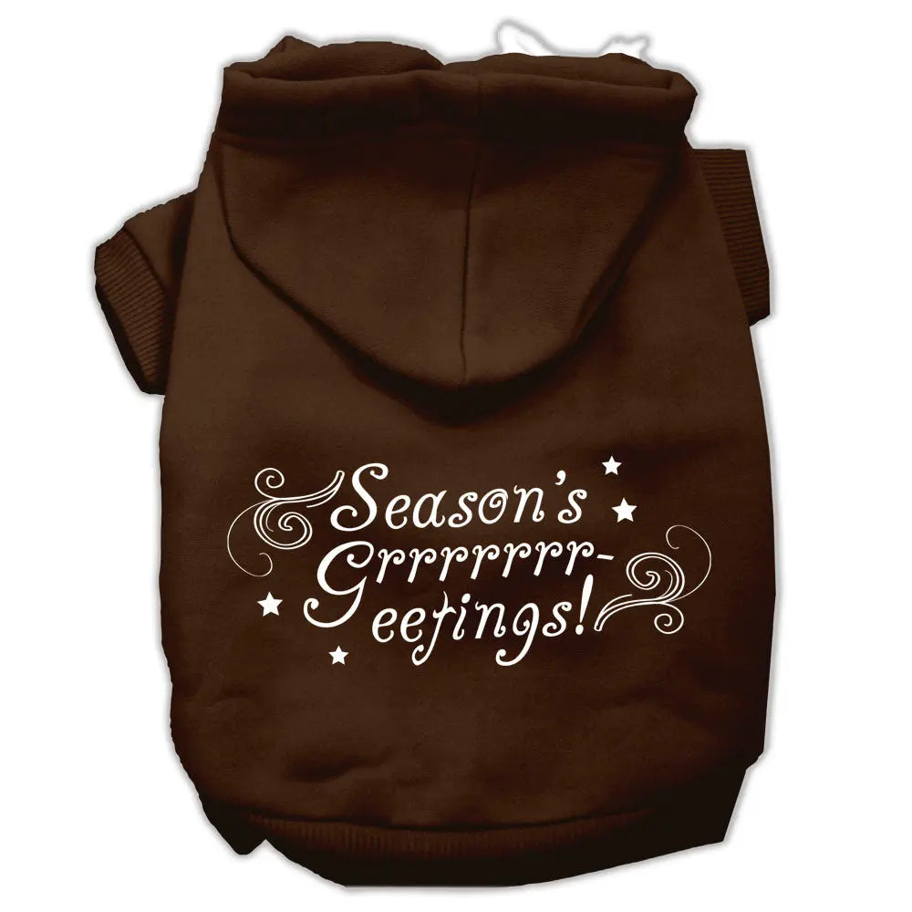 Seasons Greetings Screen Print Pet Hoodies Brown Size M Default Title