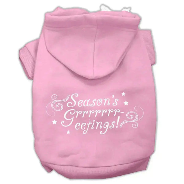 Seasons-Greetings-Screen-Print-Pet-Hoodies-Light-Pink-Size-Xl-GreatEagleInc-320180729