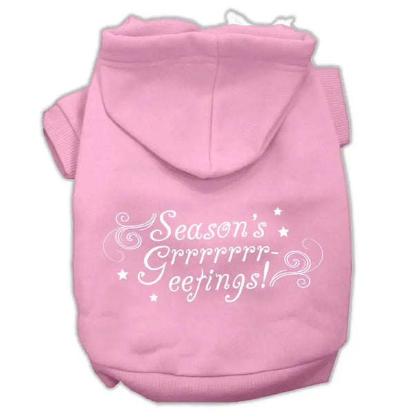 Seasons Greetings Screen Print Pet Hoodies Light Pink Size Xl Default Title