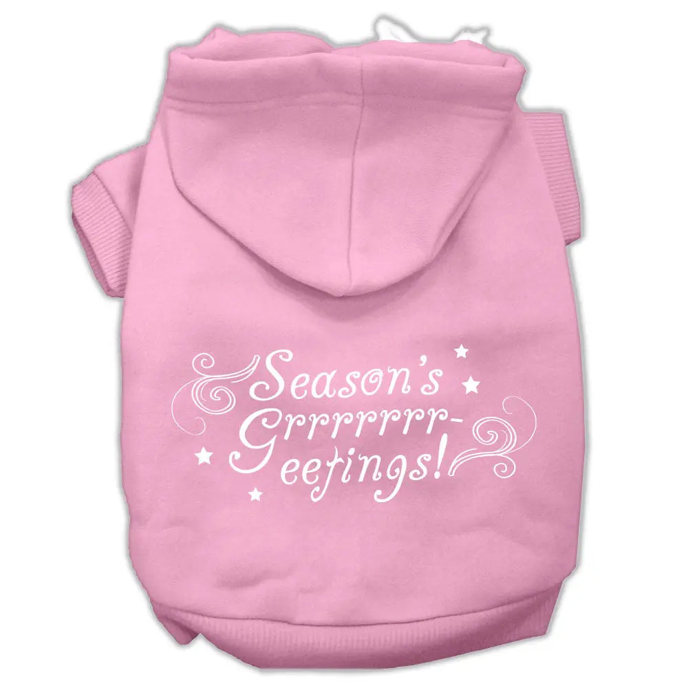 Seasons Greetings Screen Print Pet Hoodies Light Pink Size Xxl Default Title