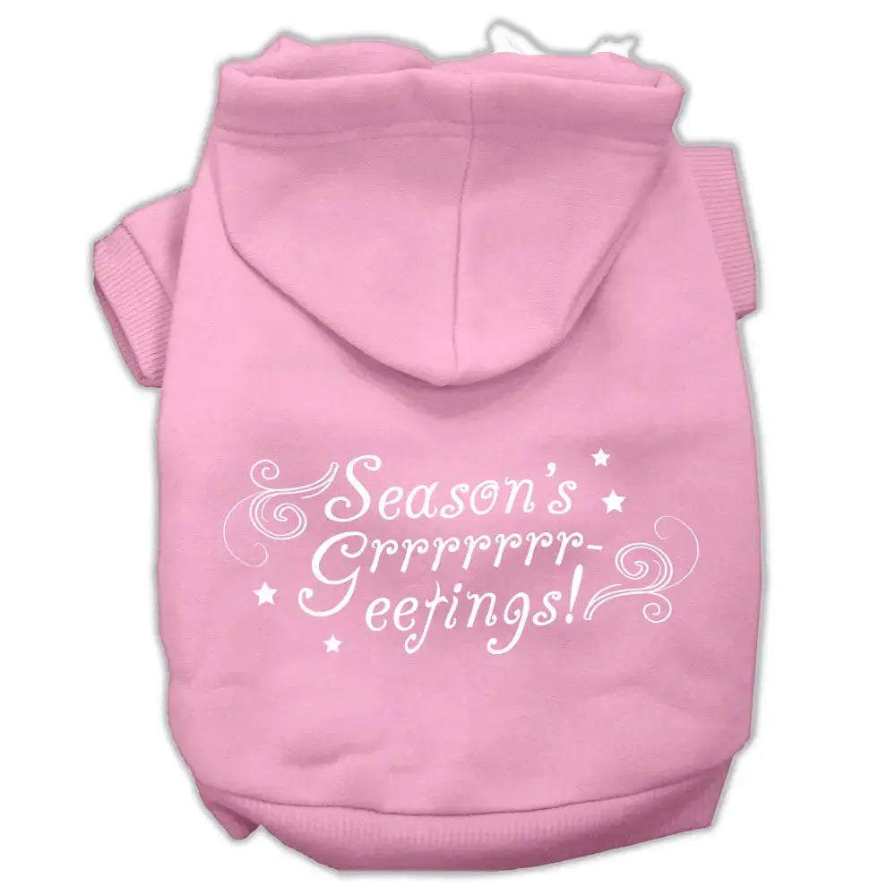 Seasons Greetings Screen Print Pet Hoodies Light Pink Size Xxxl Default Title