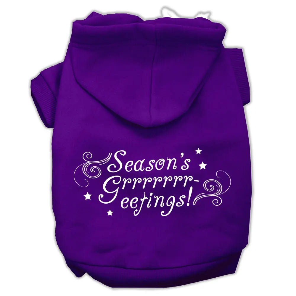 Seasons Greetings Screen Print Pet Hoodies Purple Size Xxxl GreatEagleInc