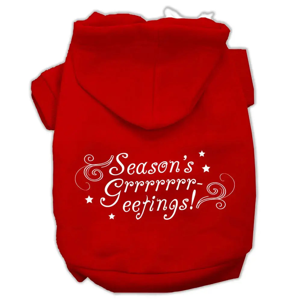 Seasons Greetings Screen Print Pet Hoodies Red Size Xs Default Title
