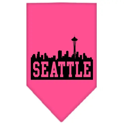 Seattle Skyline Screen Print Bandana Bright Pink Large Default Title