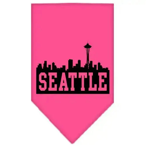 Seattle-Skyline-Screen-Print-Bandana-Bright-Pink-Large-GreatEagleInc-319136846