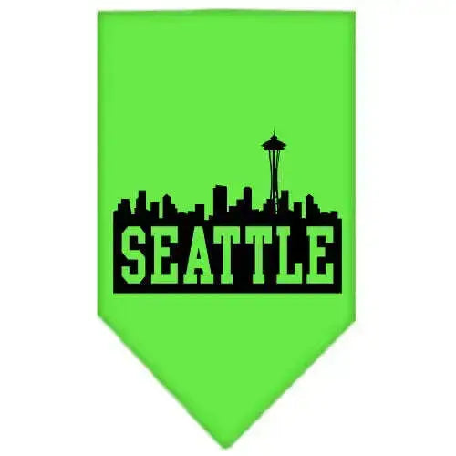 Seattle-Skyline-Screen-Print-Bandana-Lime-Green-Small-GreatEagleInc-319135028