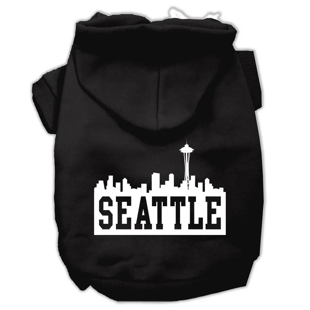 Seattle Skyline Screen Print Pet Hoodies Black Size Xl Default Title