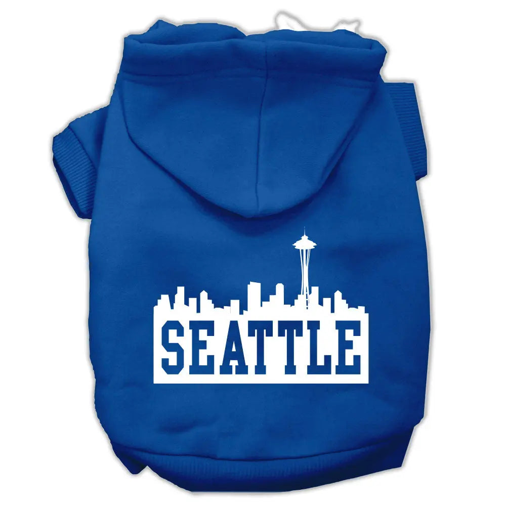 Seattle Skyline Screen Print Pet Hoodies Blue Size Xxl Default Title