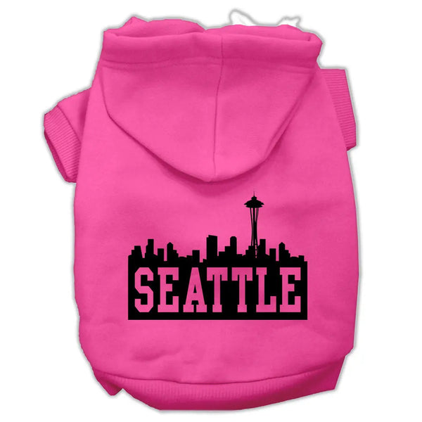 Seattle Skyline Screen Print Pet Hoodies Bright Pink Size Med Default Title