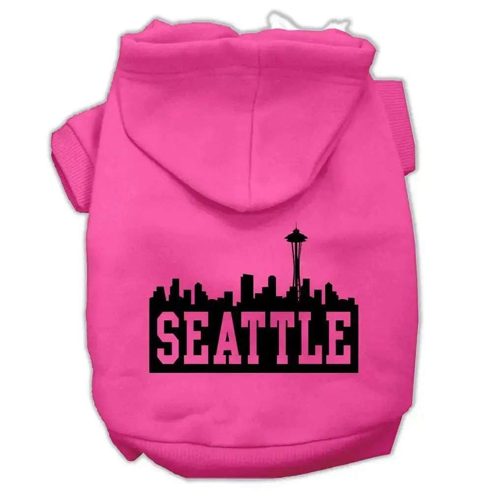 Seattle-Skyline-Screen-Print-Pet-Hoodies-Bright-Pink-Size-Xxxl-GreatEagleInc-319750391