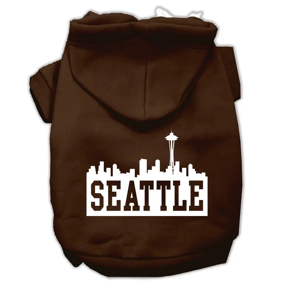 Seattle Skyline Screen Print Pet Hoodies Brown Size Xs Default Title