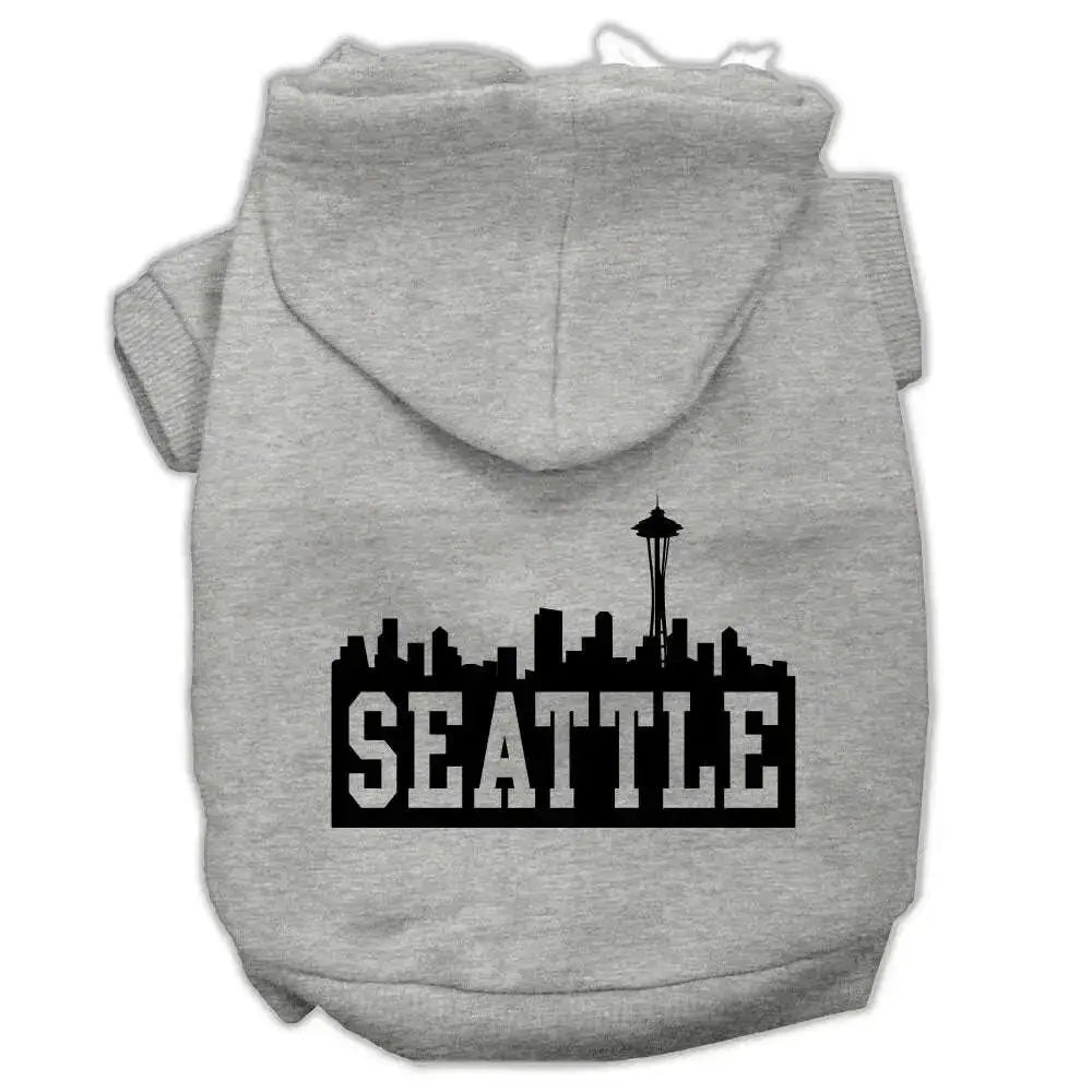Seattle-Skyline-Screen-Print-Pet-Hoodies-Grey-Size-Lg-GreatEagleInc-319656277