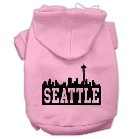 Seattle Skyline Screen Print Pet Hoodies Light Pink Size Xxl Default Title