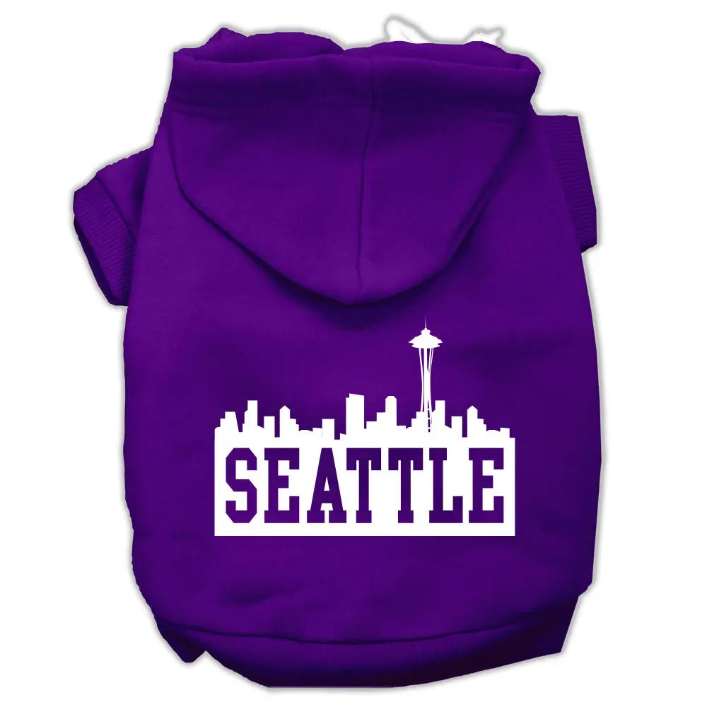 Seattle Skyline Screen Print Pet Hoodies Purple Size Sm Default Title