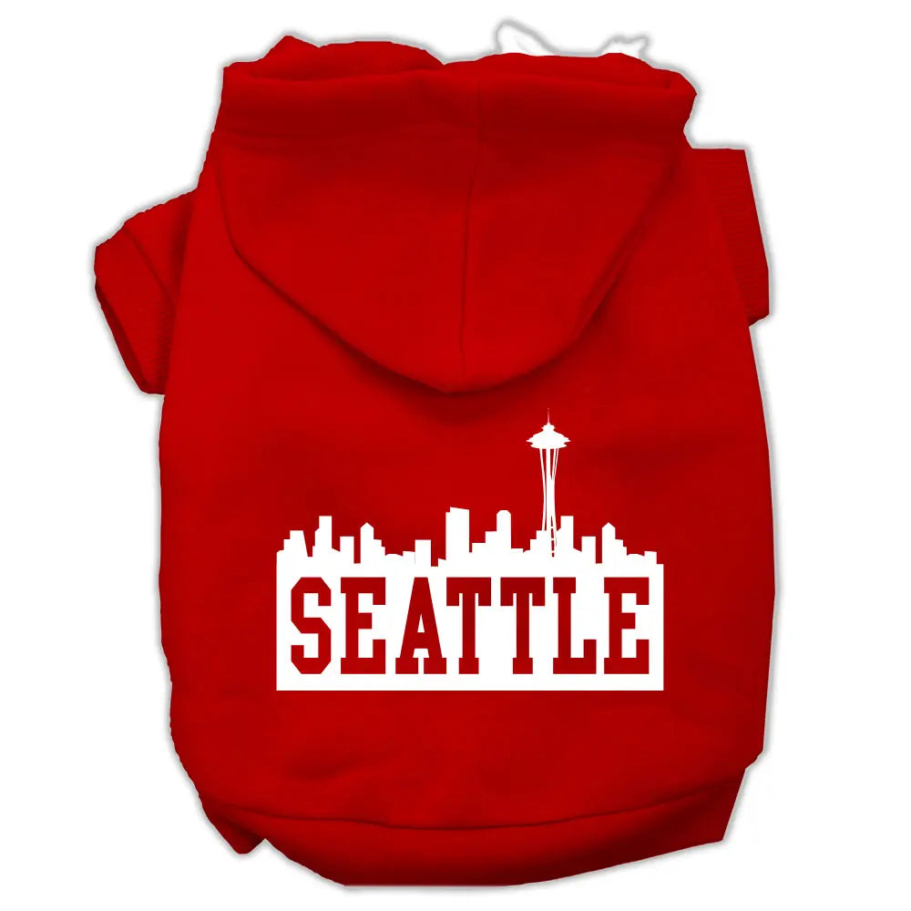Seattle Skyline Screen Print Pet Hoodies Red Size Lg Default Title